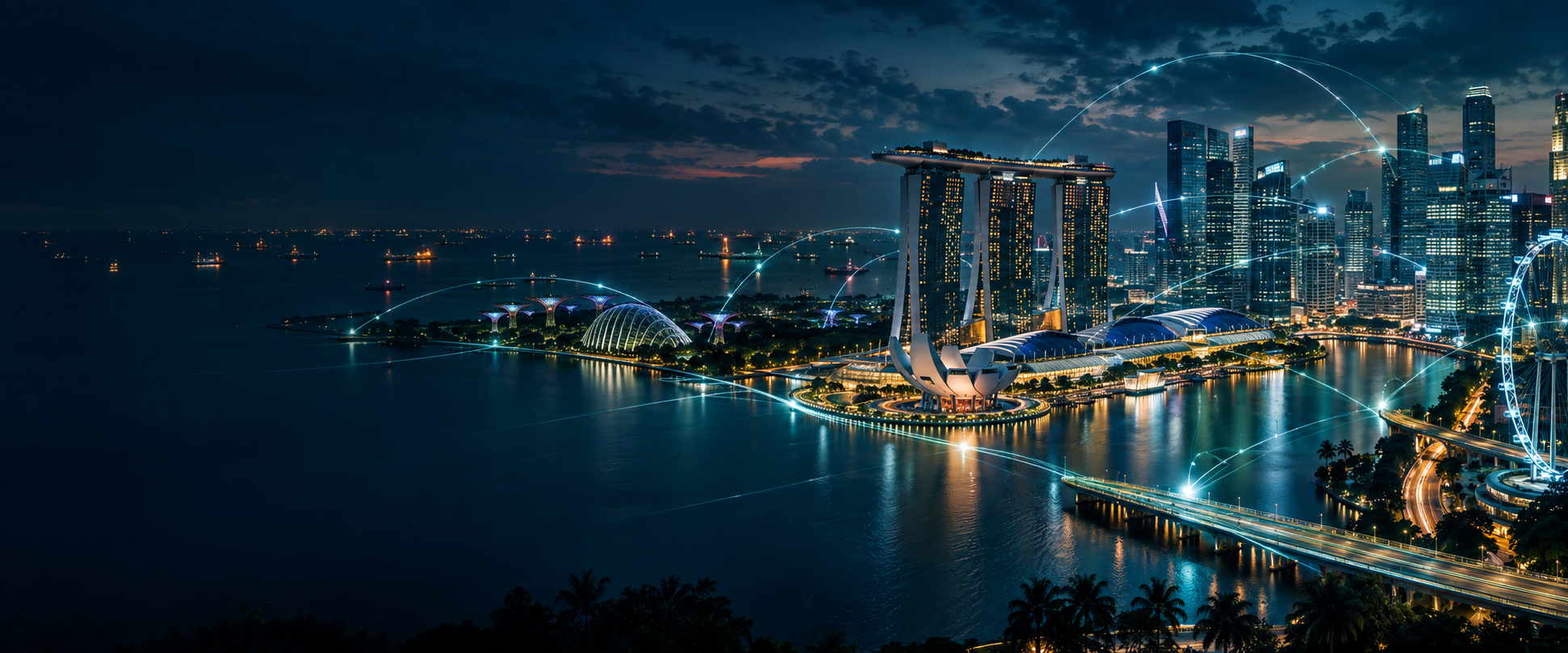 Singapore edge network at night